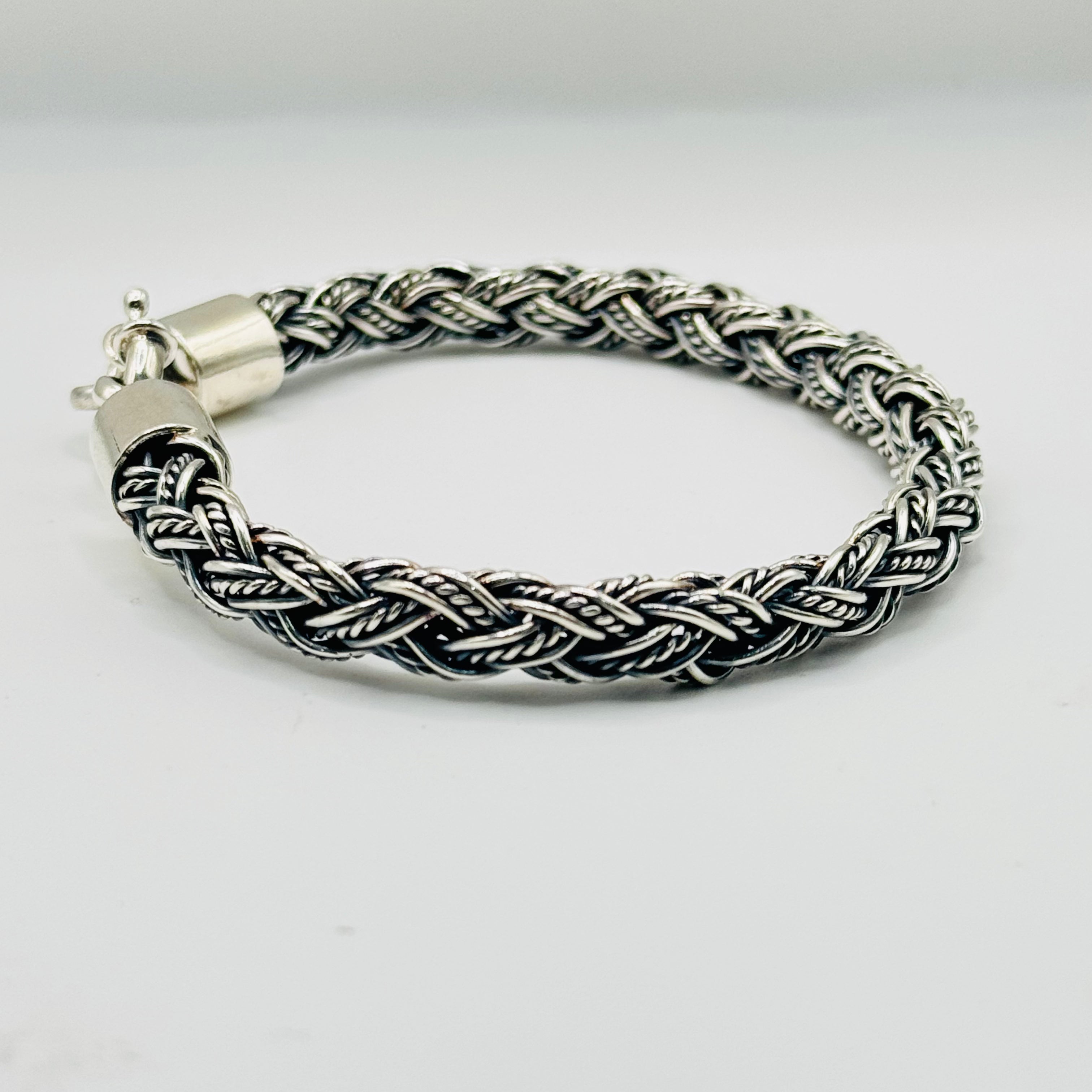 Men's Double Weave Handmade Sterling Silver 950 Bracelet
