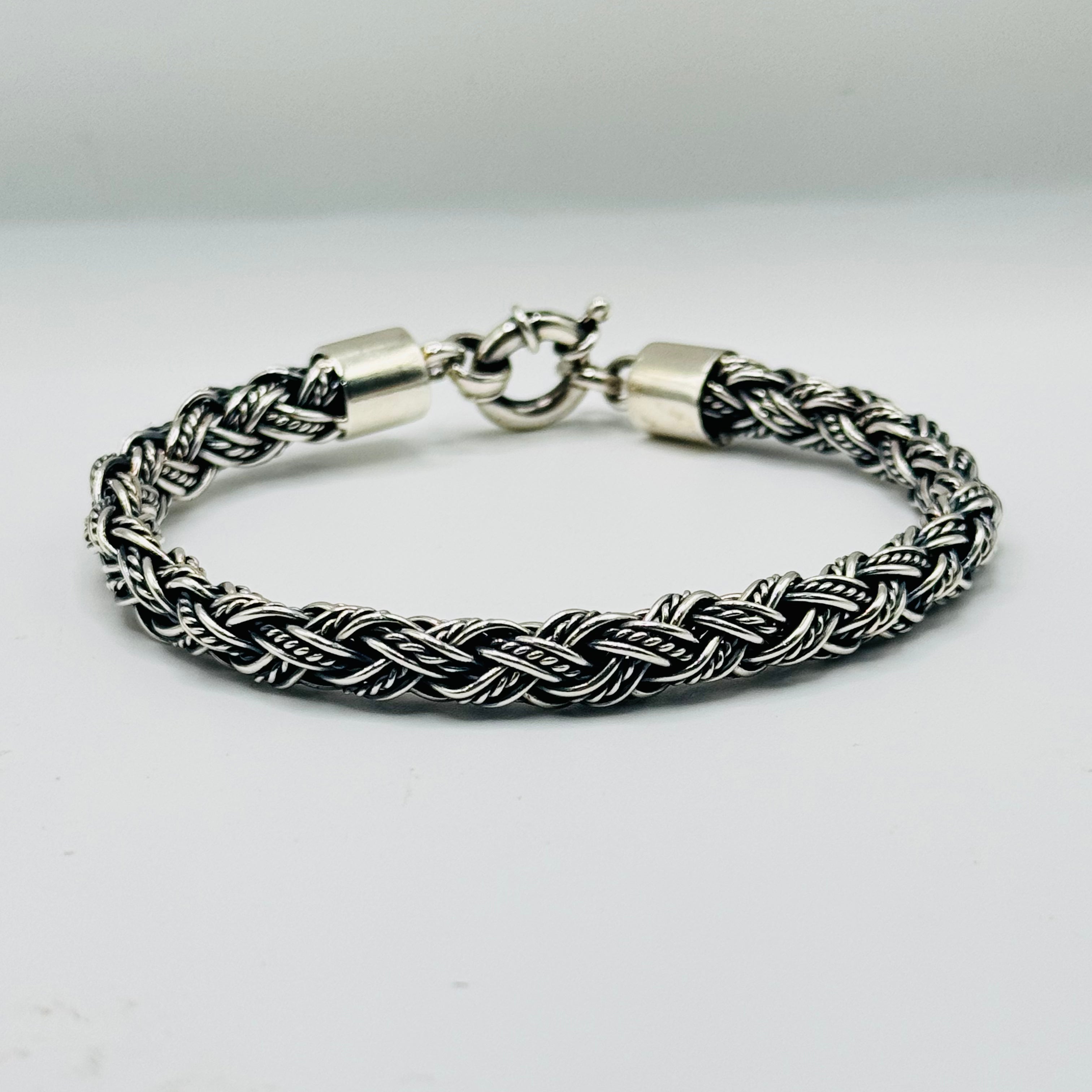 Men's Double Weave Handmade Sterling Silver 950 Bracelet