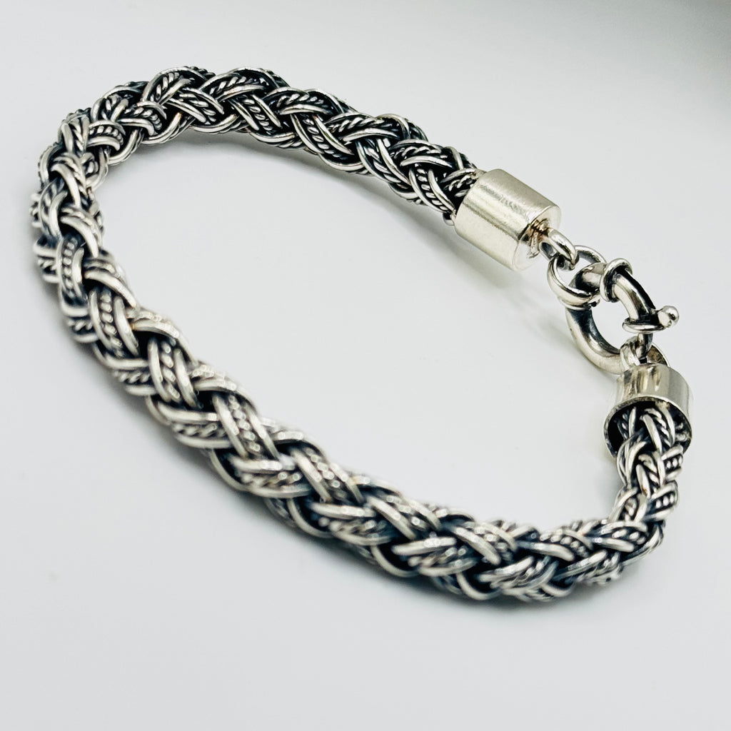 Men's Double Weave Handmade Sterling Silver 950 Bracelet