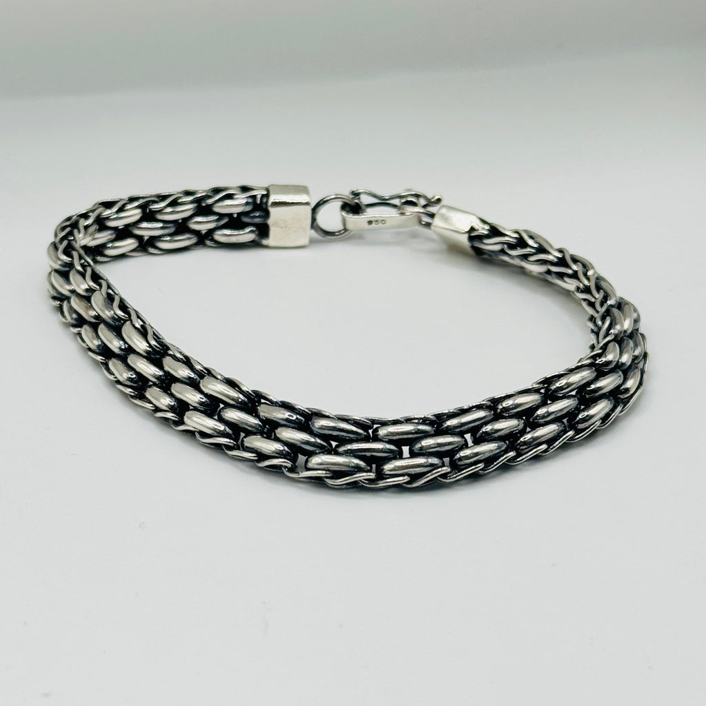 Men's Thick Handmade Sterling Silver 950 Bracelet