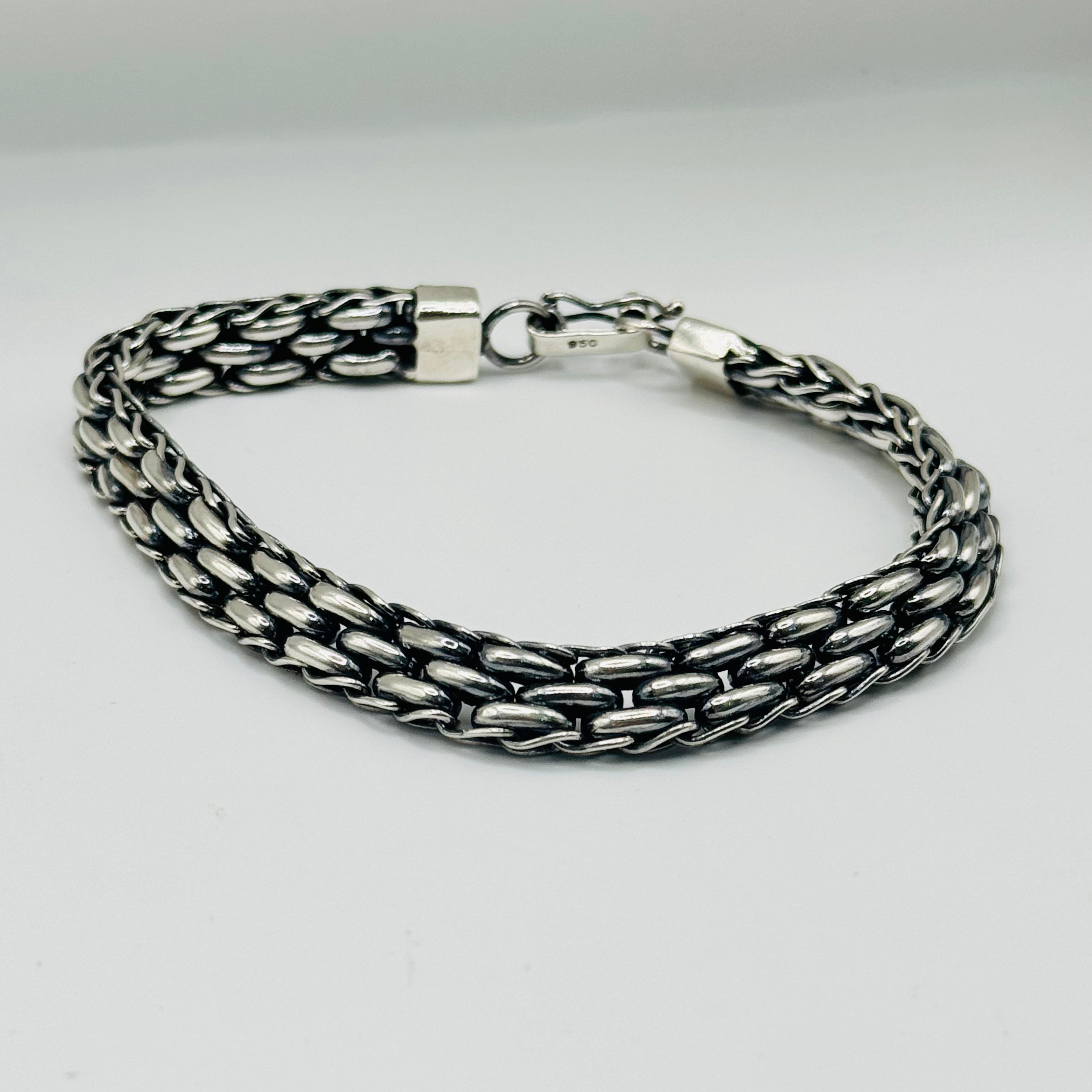 Men's Thick Handmade Sterling Silver 950 Bracelet