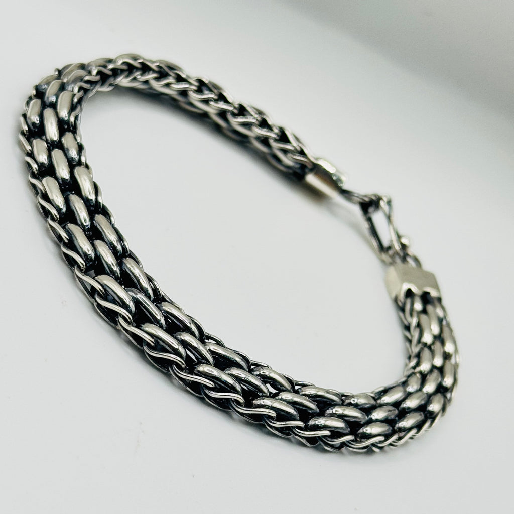 Men's Thick Handmade Sterling Silver 950 Bracelet