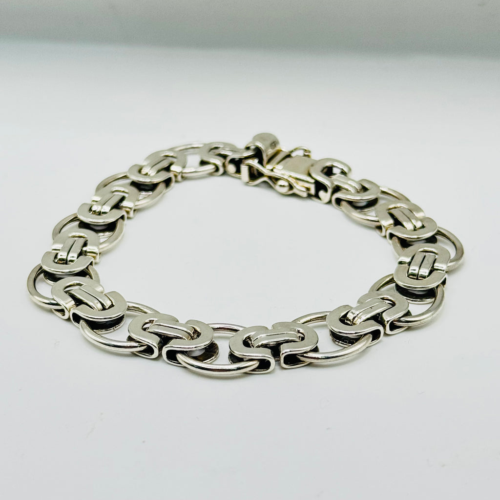 Men's Thick Link Handmade Sterling Silver 950 Bracelet