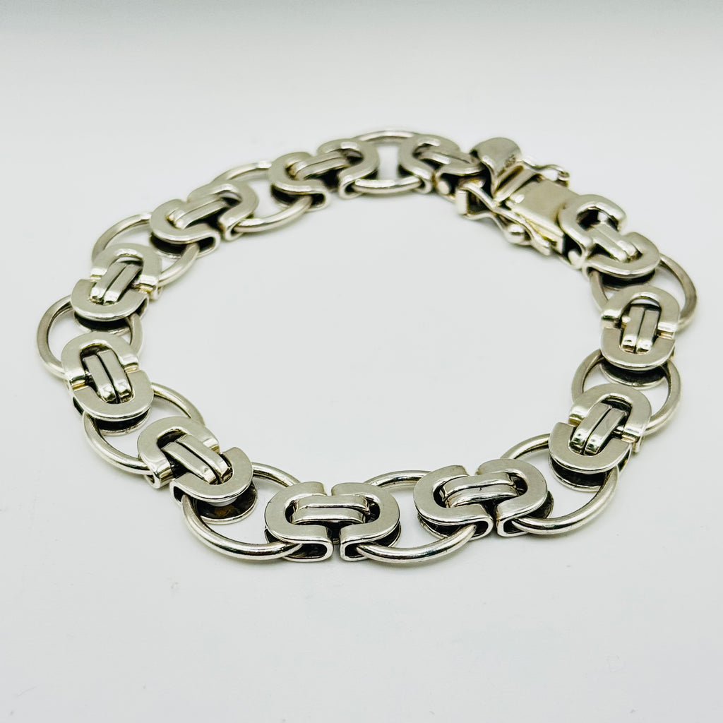 Men's Thick Link Handmade Sterling Silver 950 Bracelet