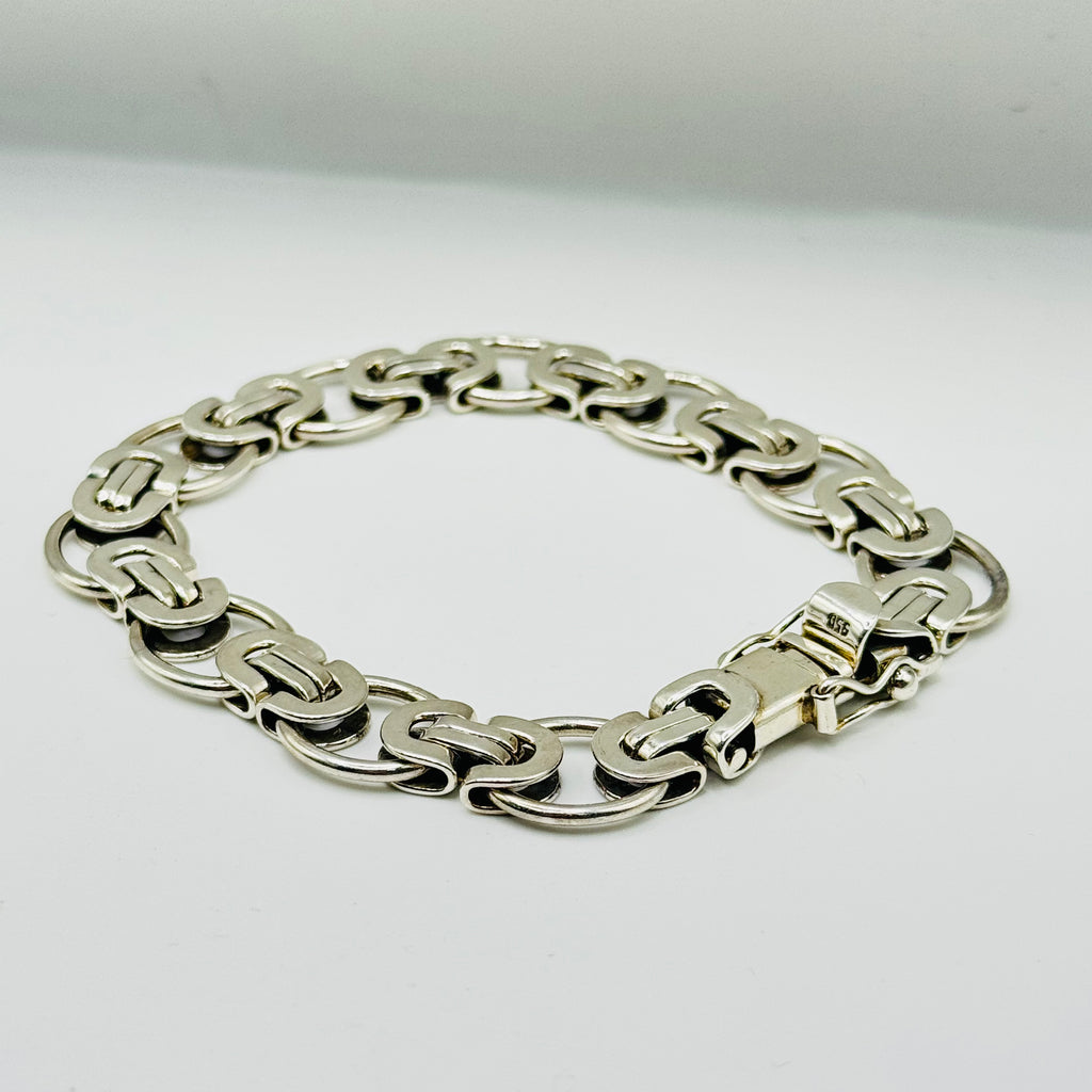 Men's Thick Link Handmade Sterling Silver 950 Bracelet