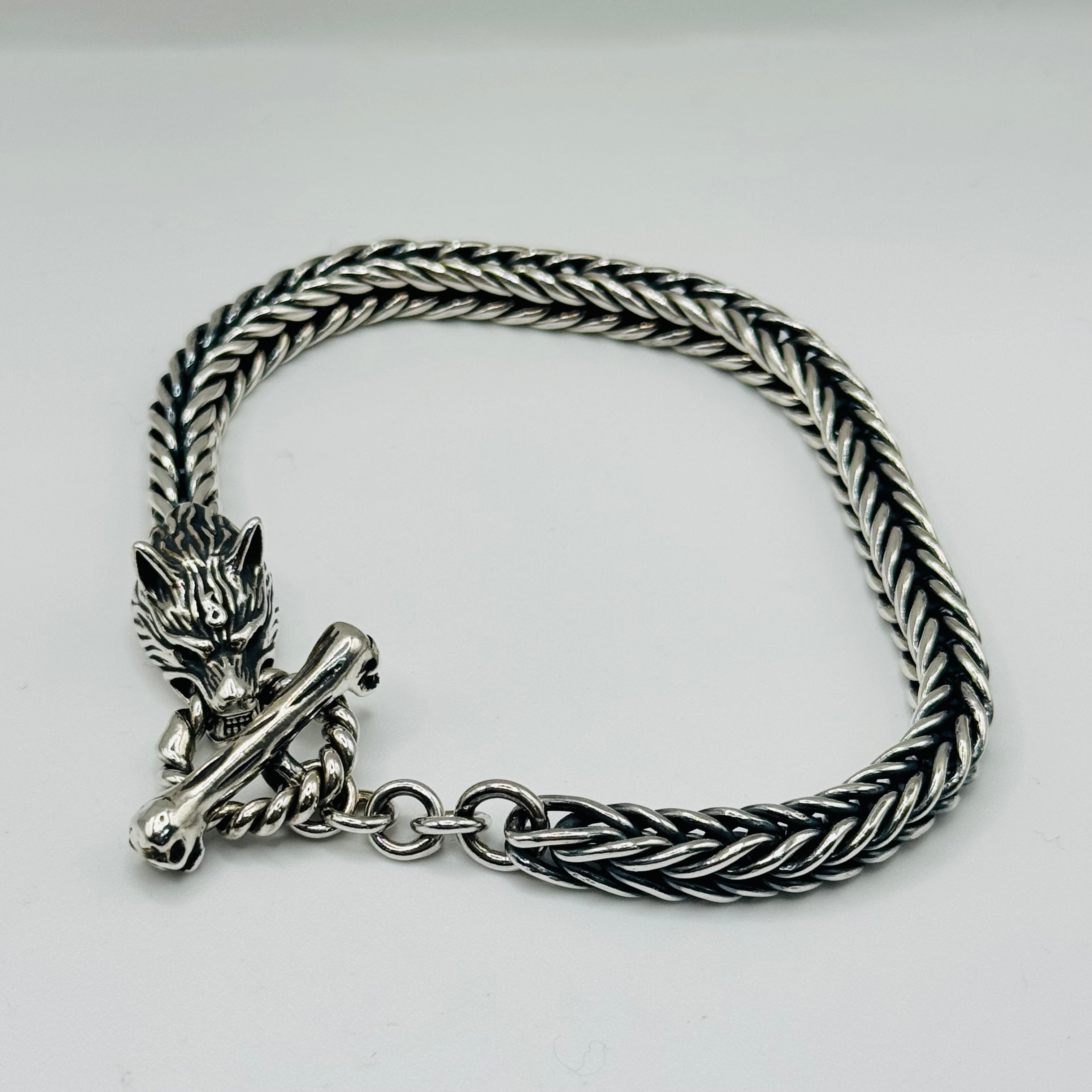 Wolf Bracelet for Men in Sterling Silver 950