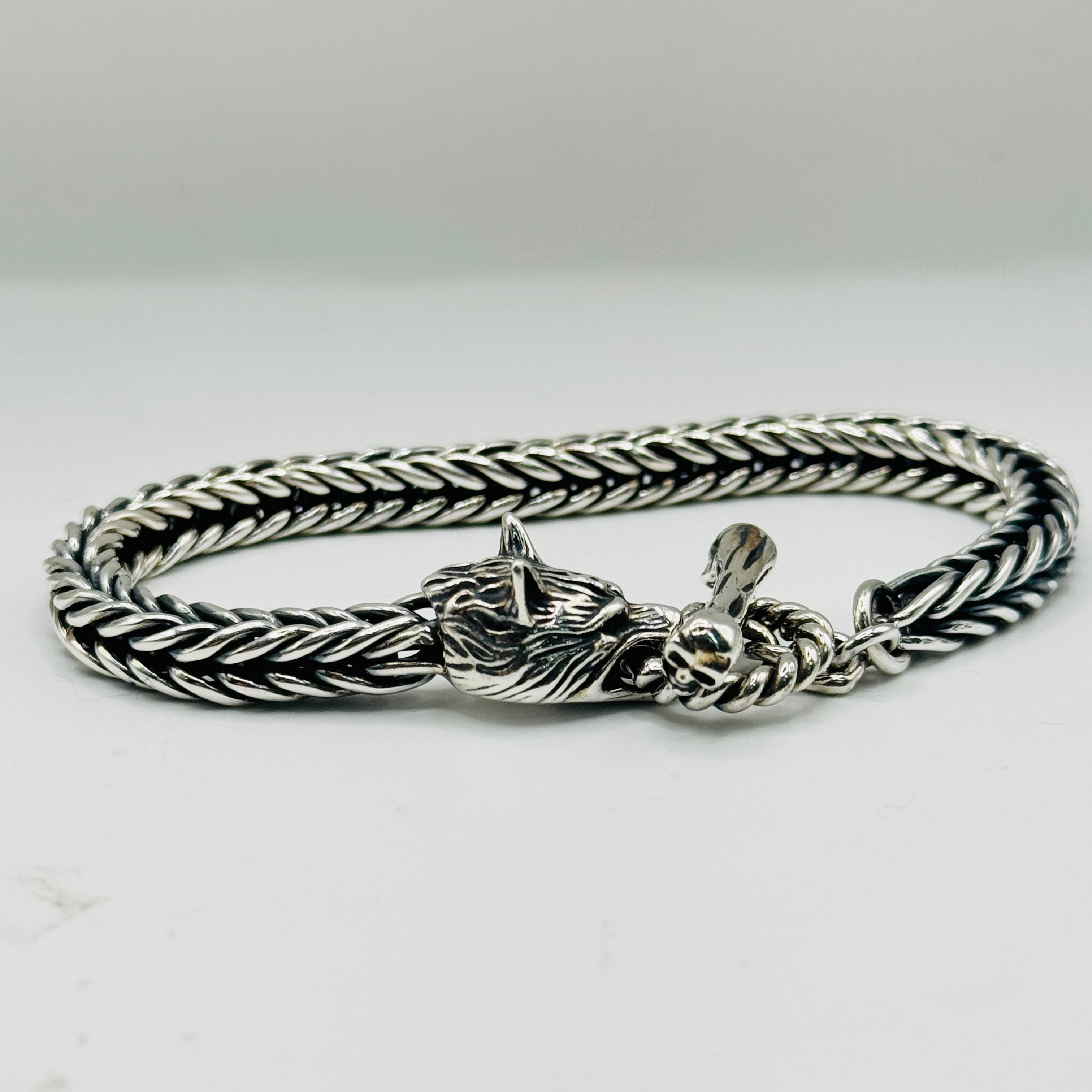 Wolf Bracelet for Men in Sterling Silver 950