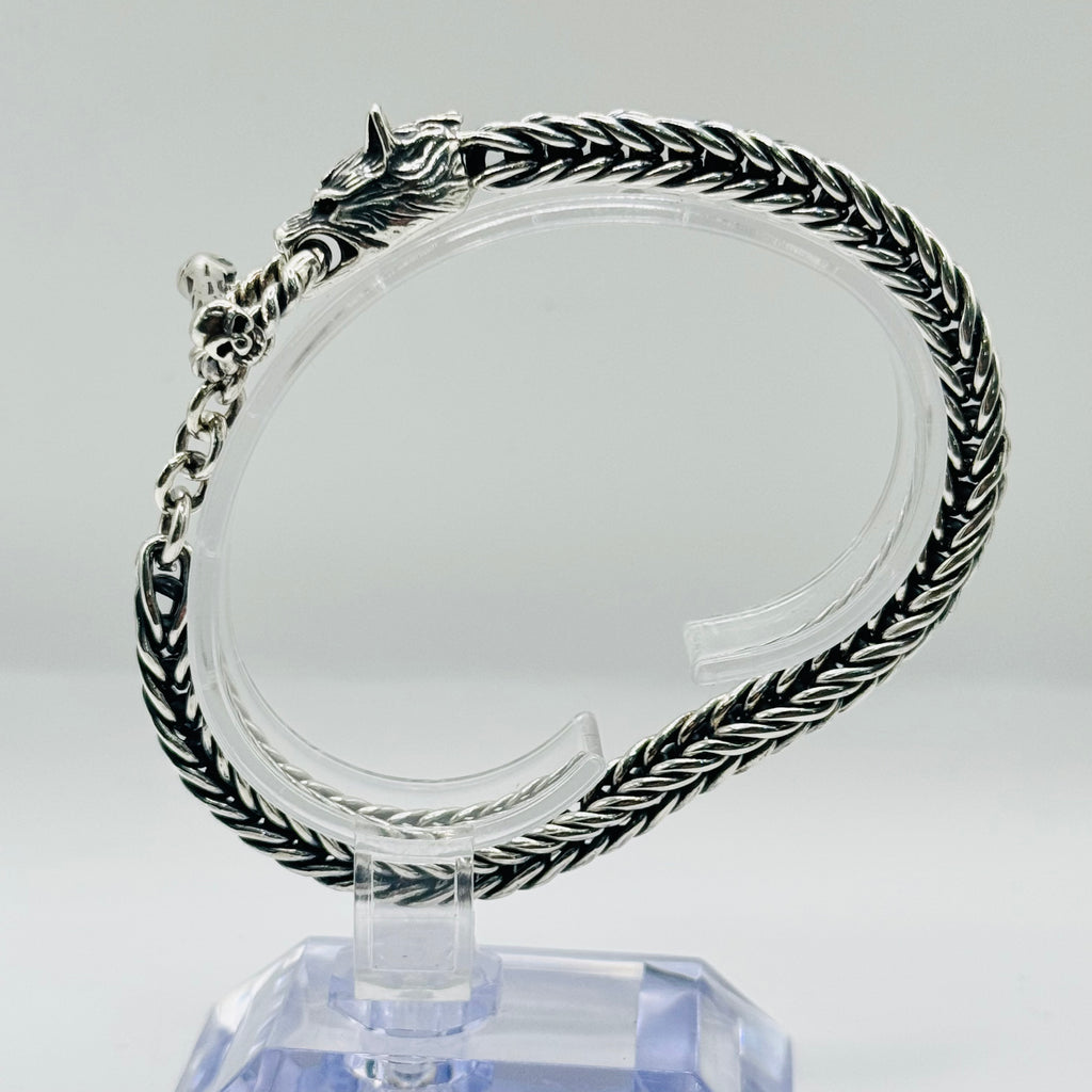 Brazalete de lobo para hombre en plata de ley 950