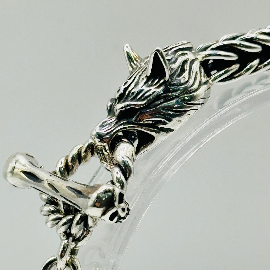 Brazalete de lobo para hombre en plata de ley 950