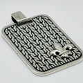 Rectangular Sterling Silver 950 Pendant with Geometric Pattern & Fleur-de-Lis