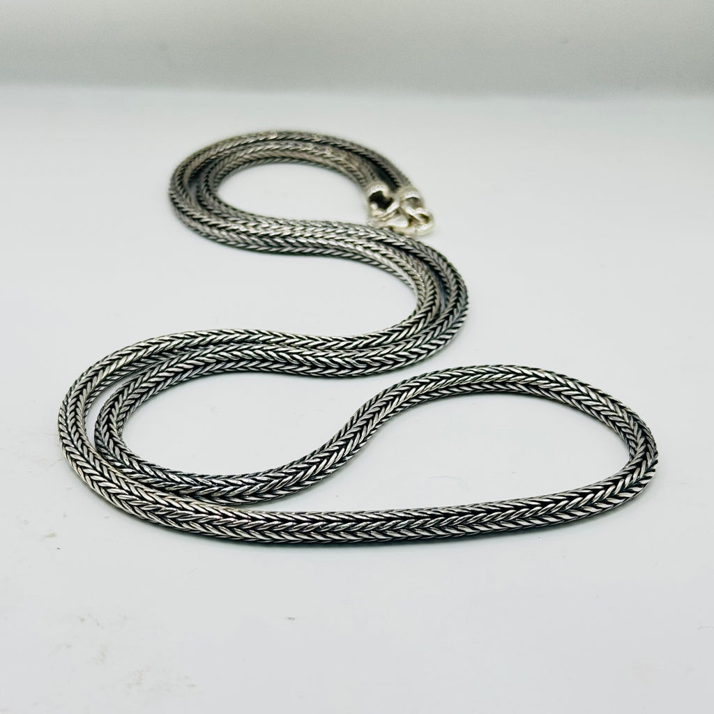 Handmade Sterling Silver 950 Braided Chain Necklace 60cm