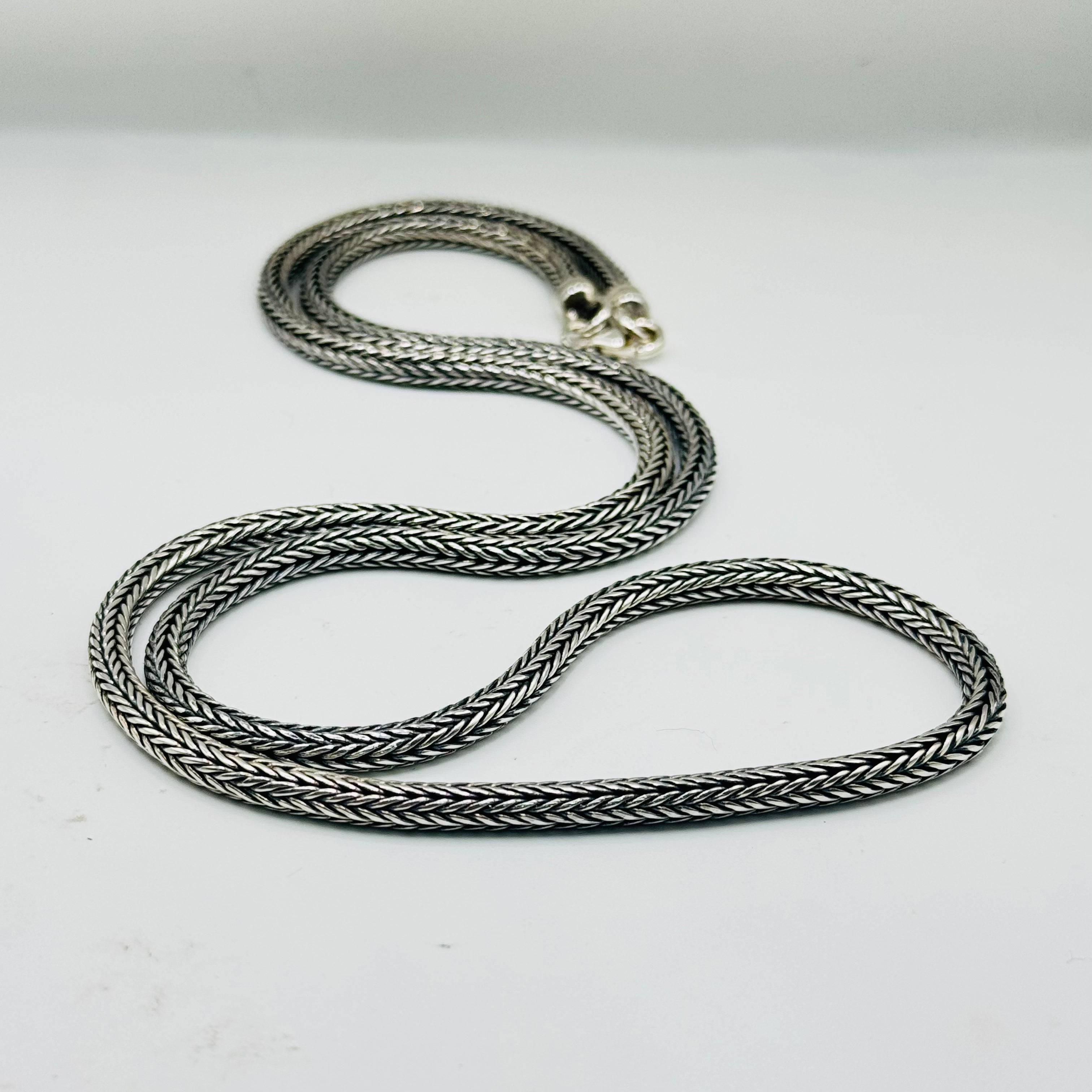 Handmade Sterling Silver 950 Braided Chain Necklace 60cm