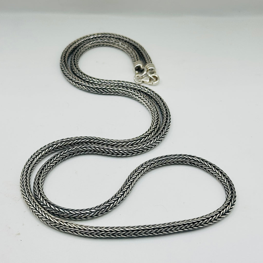 Handmade Sterling Silver 950 Braided Chain Necklace 60cm