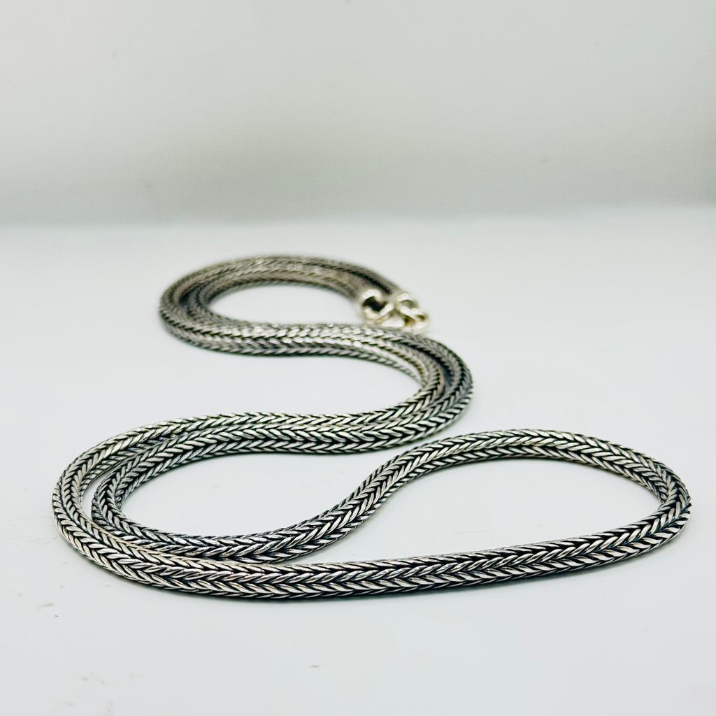 Handmade Sterling Silver 950 Braided Chain Necklace 60cm