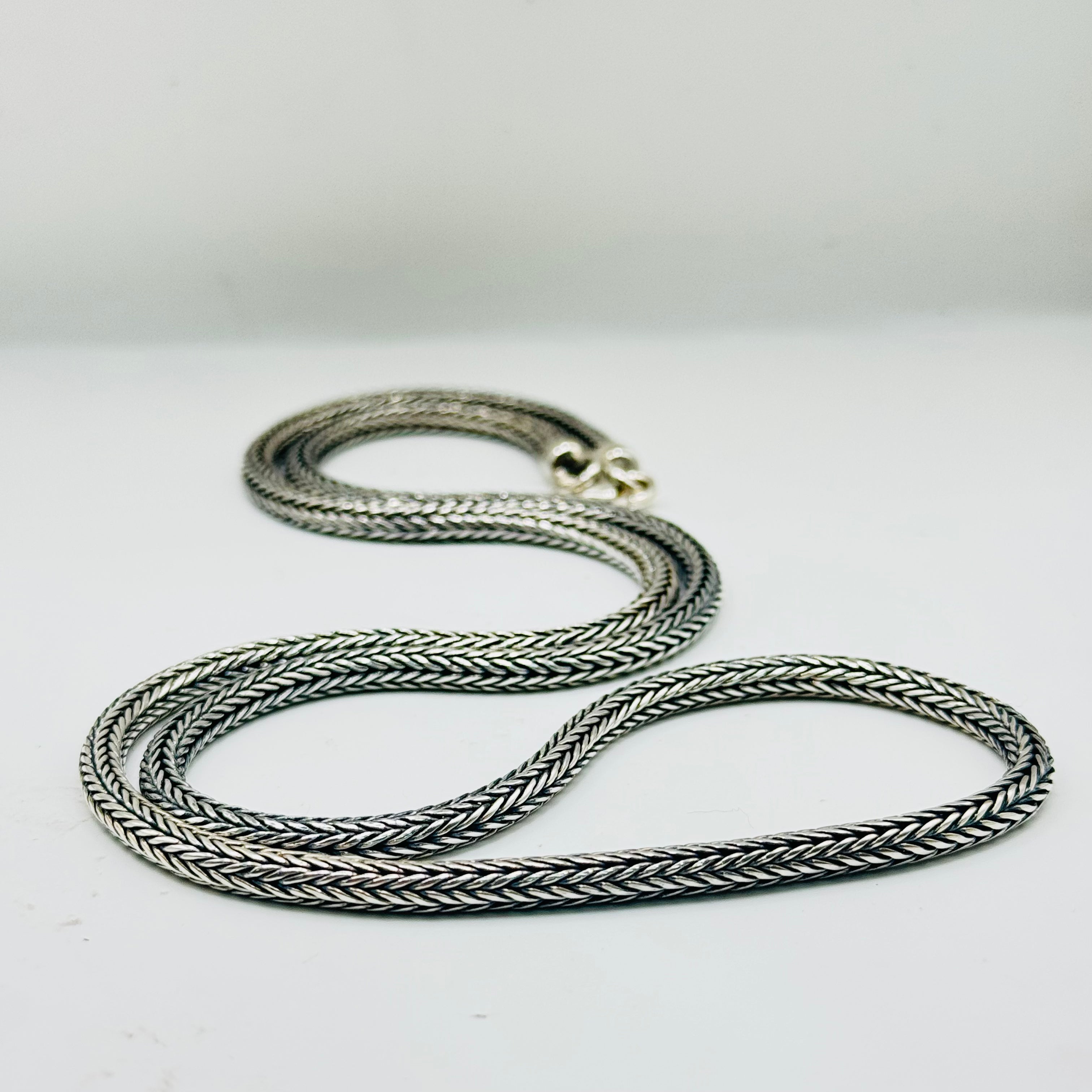 Handmade Sterling Silver 950 Braided Chain Necklace 60cm