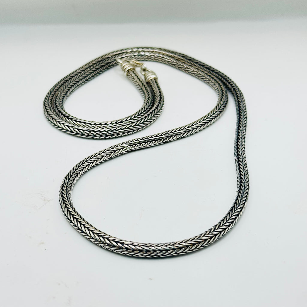 Handmade Sterling Silver 950 Braided Chain Necklace 60cm