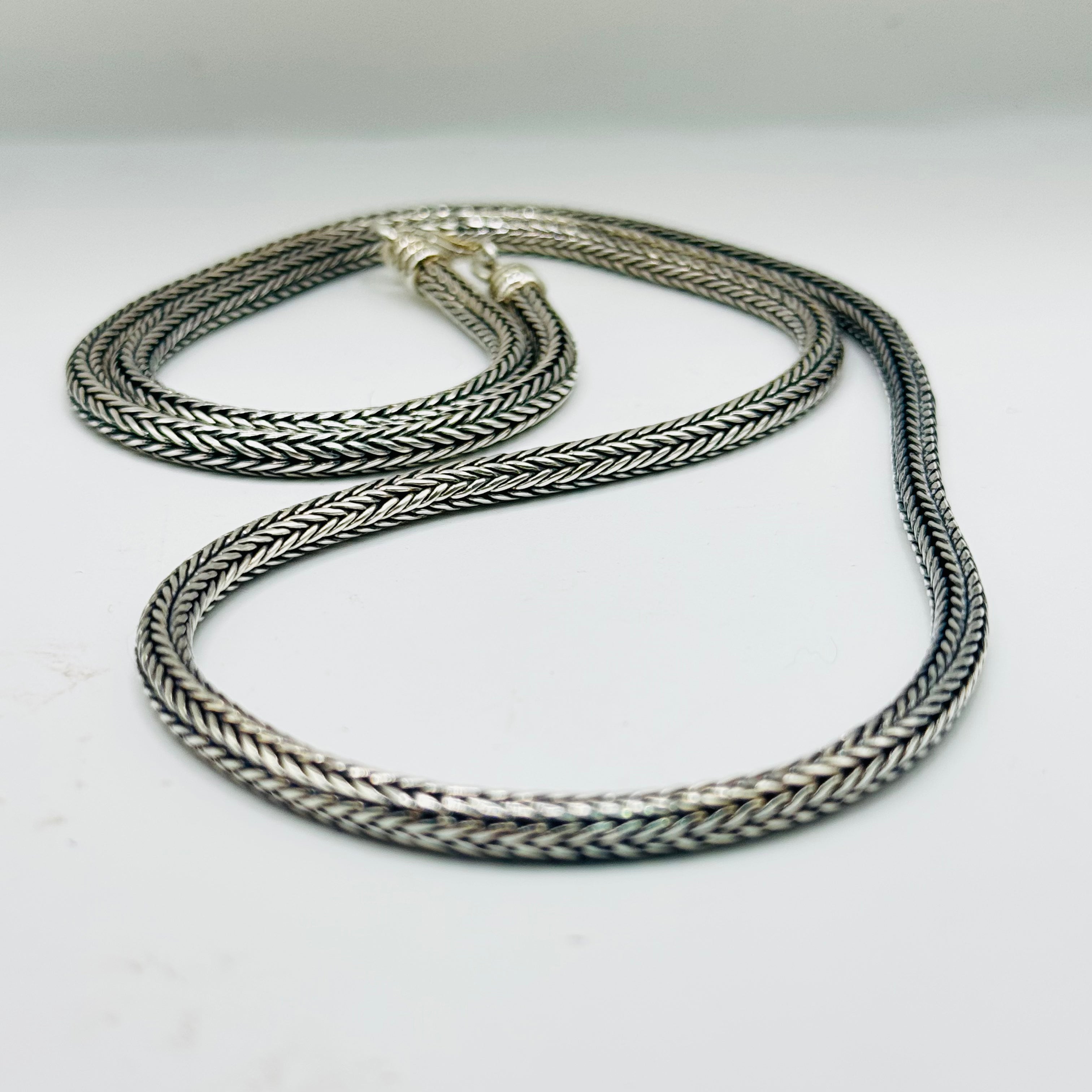 Handmade Sterling Silver 950 Braided Chain Necklace 60cm