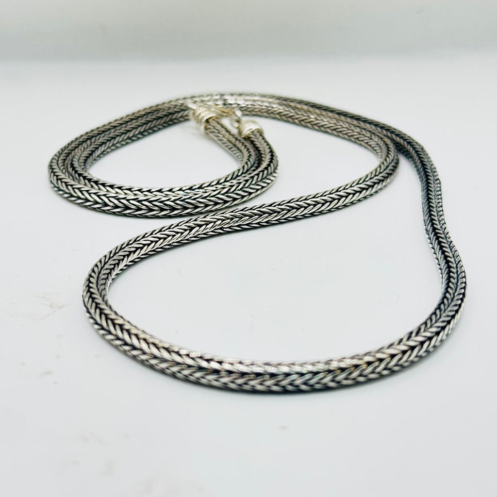 Handmade Sterling Silver 950 Braided Chain Necklace 60cm