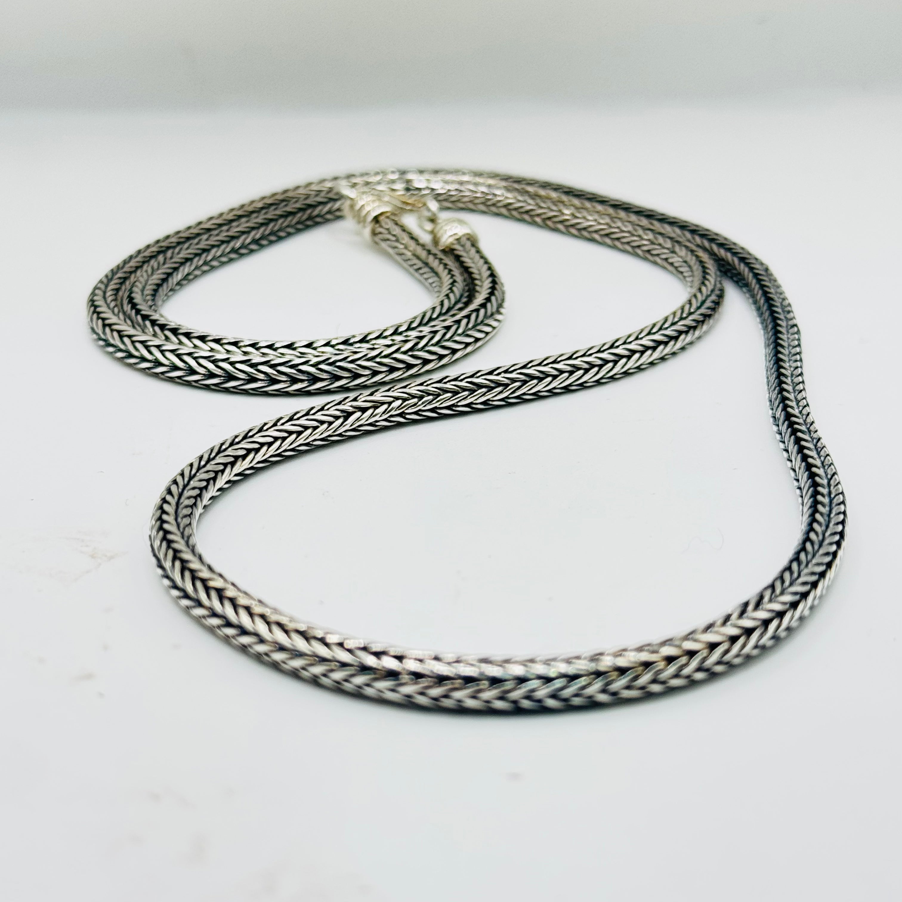 Handmade Sterling Silver 950 Braided Chain Necklace 60cm