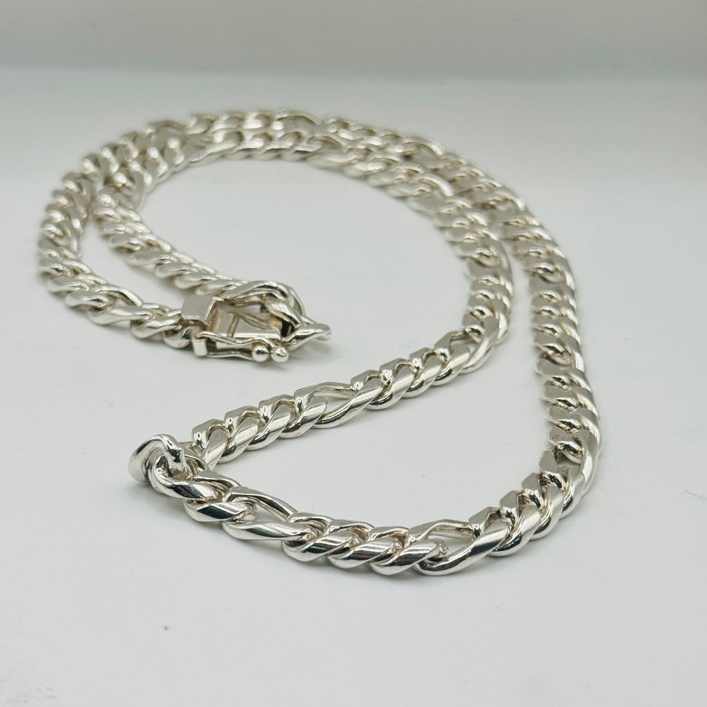 Handcrafted Sterling Silver 950 Figaro Chain Necklace