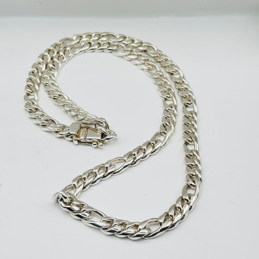 Handcrafted Sterling Silver 950 Figaro Chain Necklace