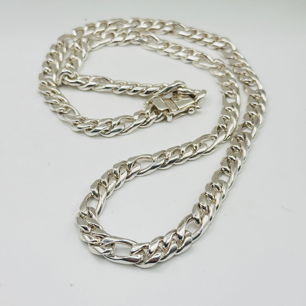 Handcrafted Sterling Silver 950 Figaro Chain Necklace