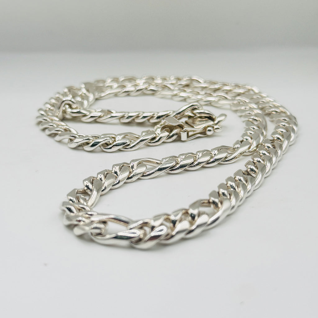 Handcrafted Sterling Silver 950 Figaro Chain Necklace