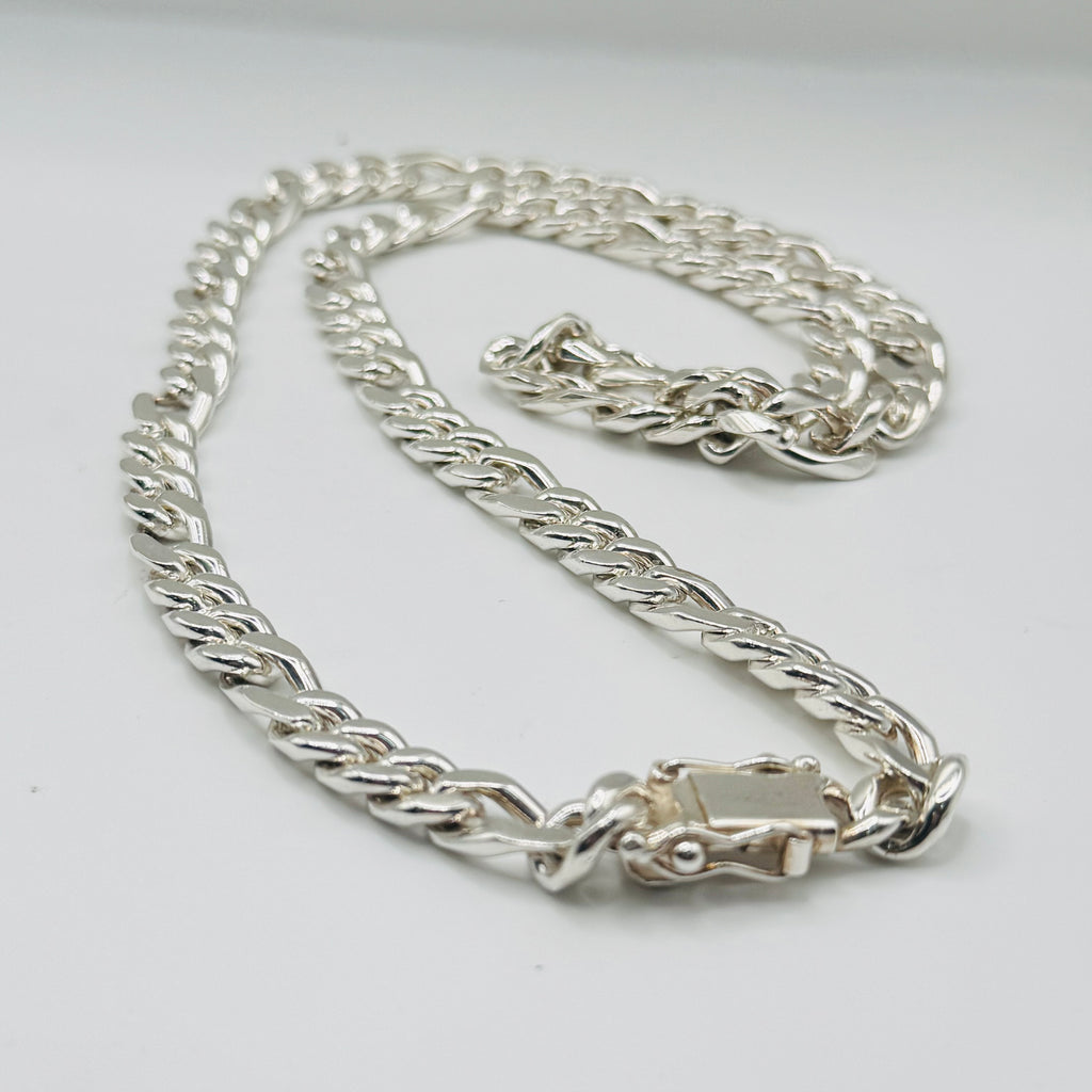 Handcrafted Sterling Silver 950 Figaro Chain Necklace