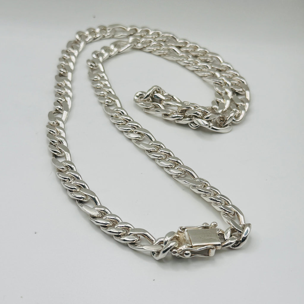 Handcrafted Sterling Silver 950 Figaro Chain Necklace