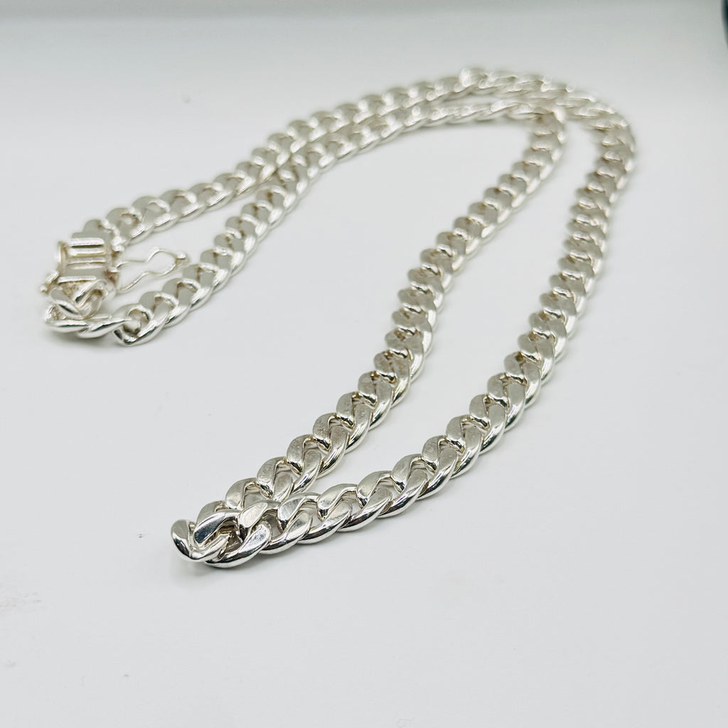 Handcrafted Sterling Silver 950 Cuban Link Chain Necklace