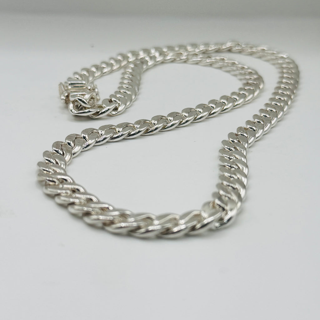 Handcrafted Sterling Silver 950 Cuban Link Chain Necklace