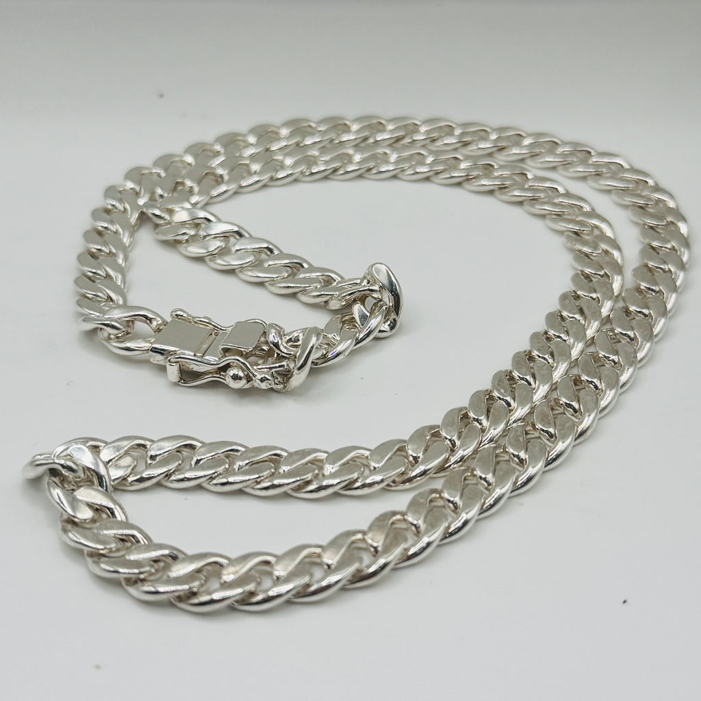 Handcrafted Sterling Silver 950 Cuban Link Chain Necklace