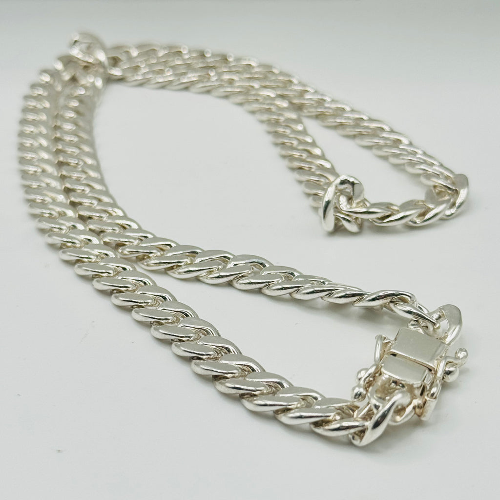Handcrafted Sterling Silver 950 Cuban Link Chain Necklace