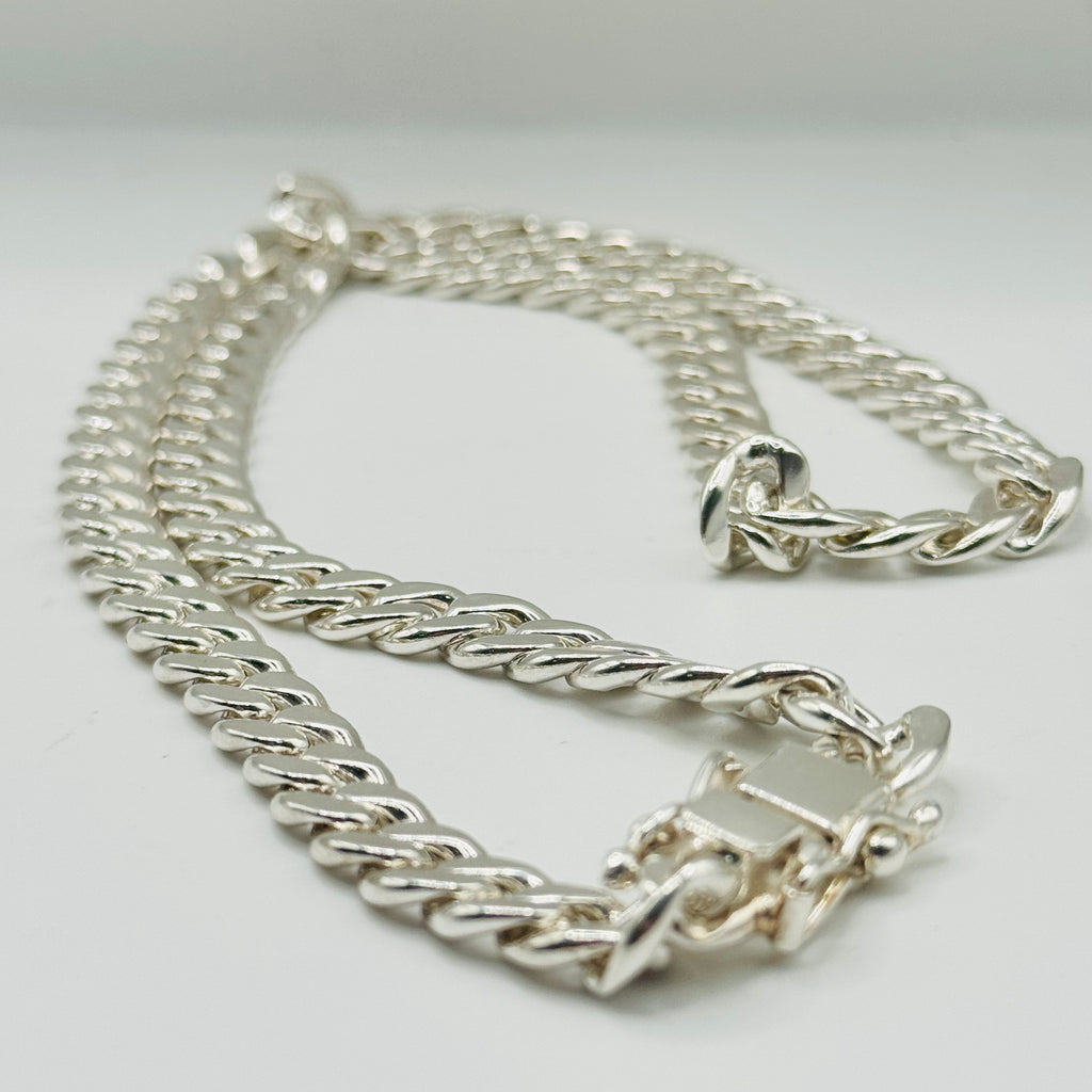 Handcrafted Sterling Silver 950 Cuban Link Chain Necklace