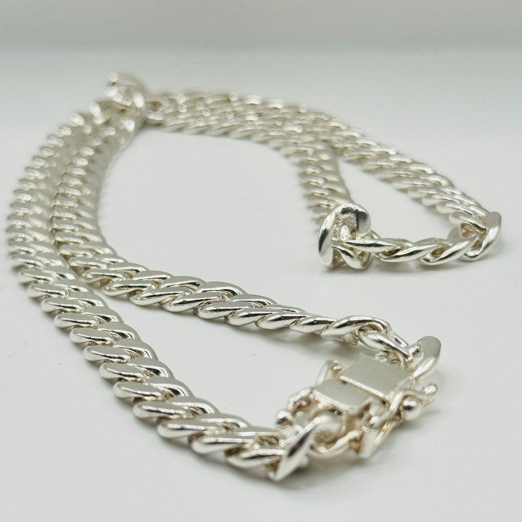 Handcrafted Sterling Silver 950 Cuban Link Chain Necklace