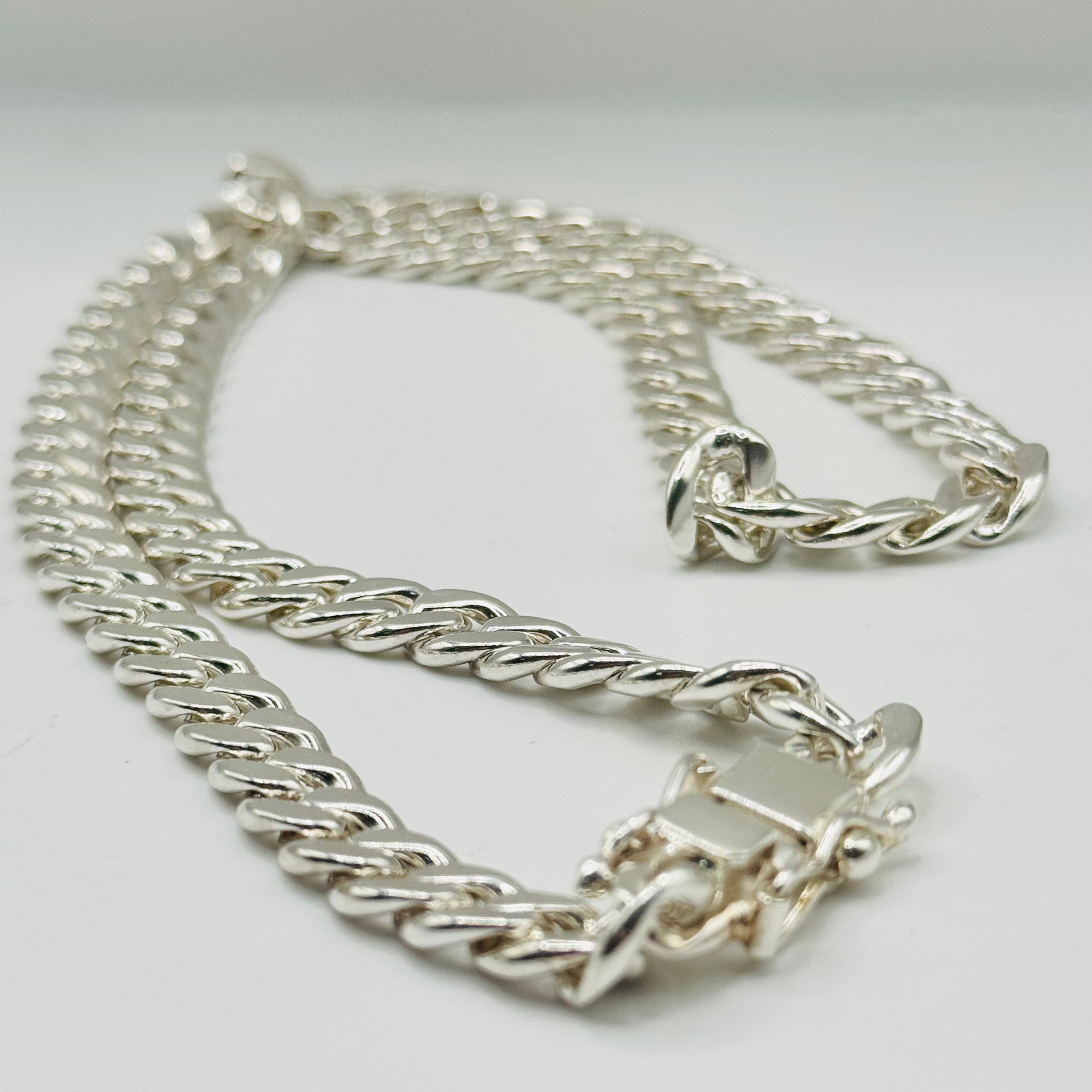 Handcrafted Sterling Silver 950 Cuban Link Chain Necklace