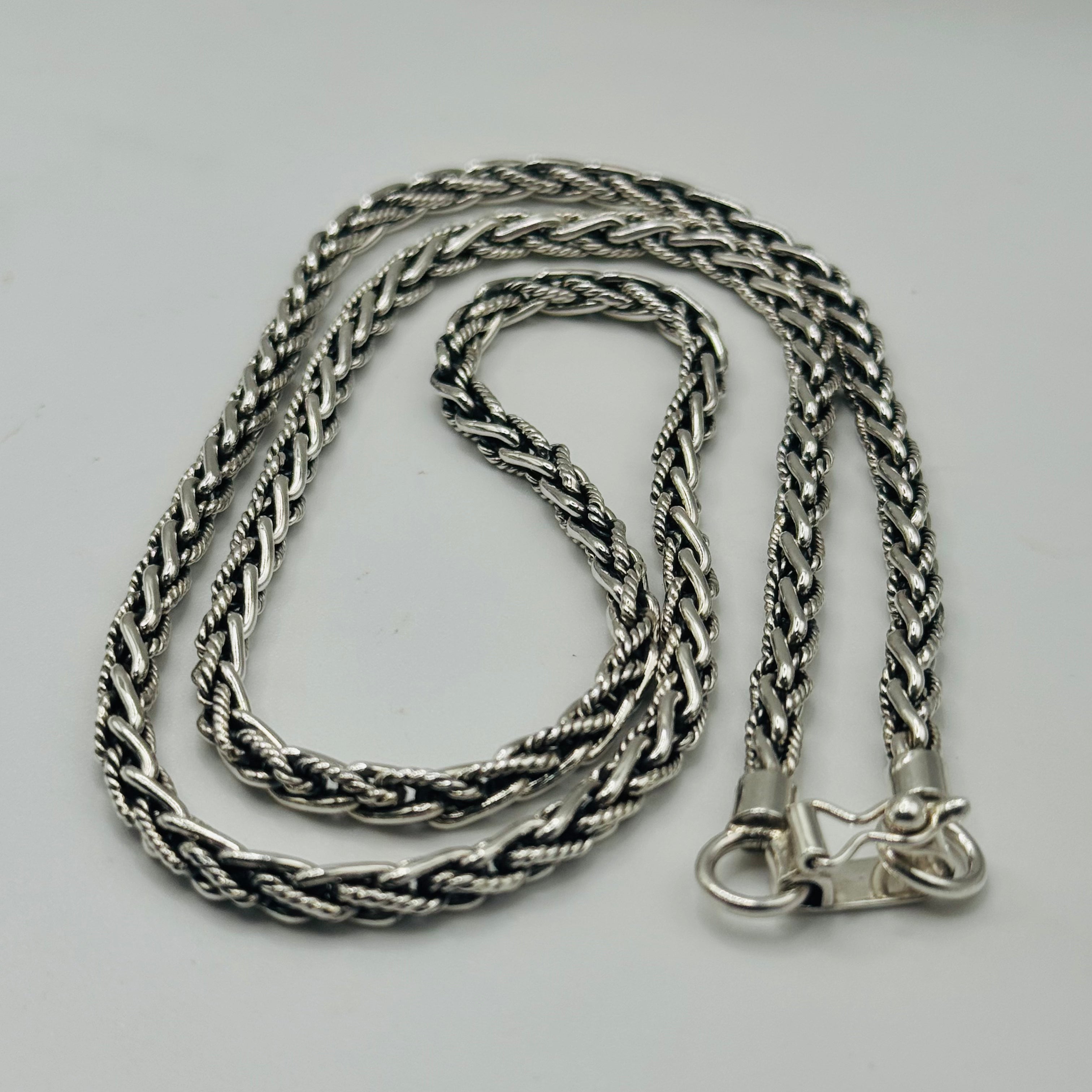 Handcrafted Sterling Silver 950 Woven & Braided Chain Necklace