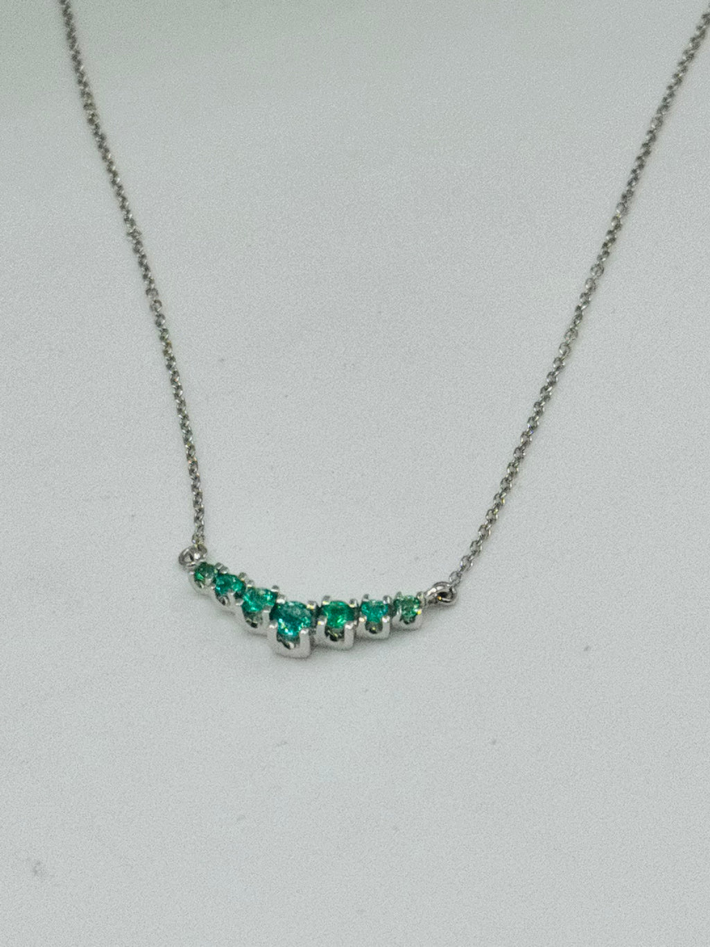 18K White Gold Necklace with Certified Emeralds