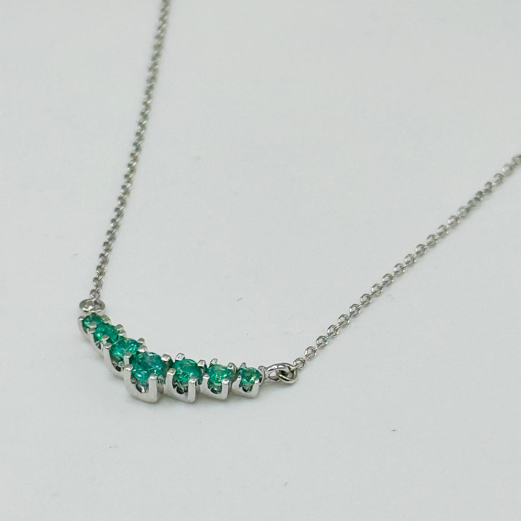 18K White Gold Necklace with Certified Emeralds