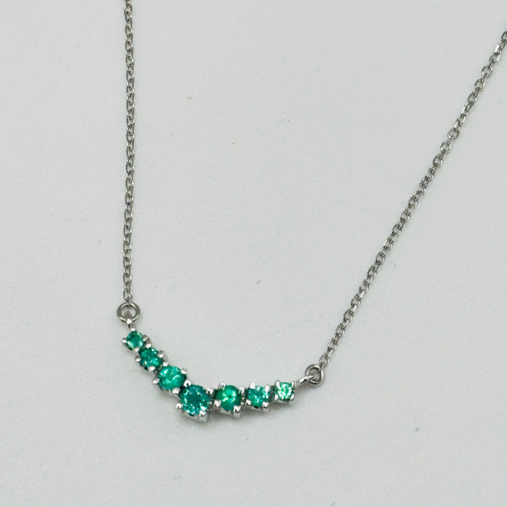 18K White Gold Necklace with Certified Emeralds