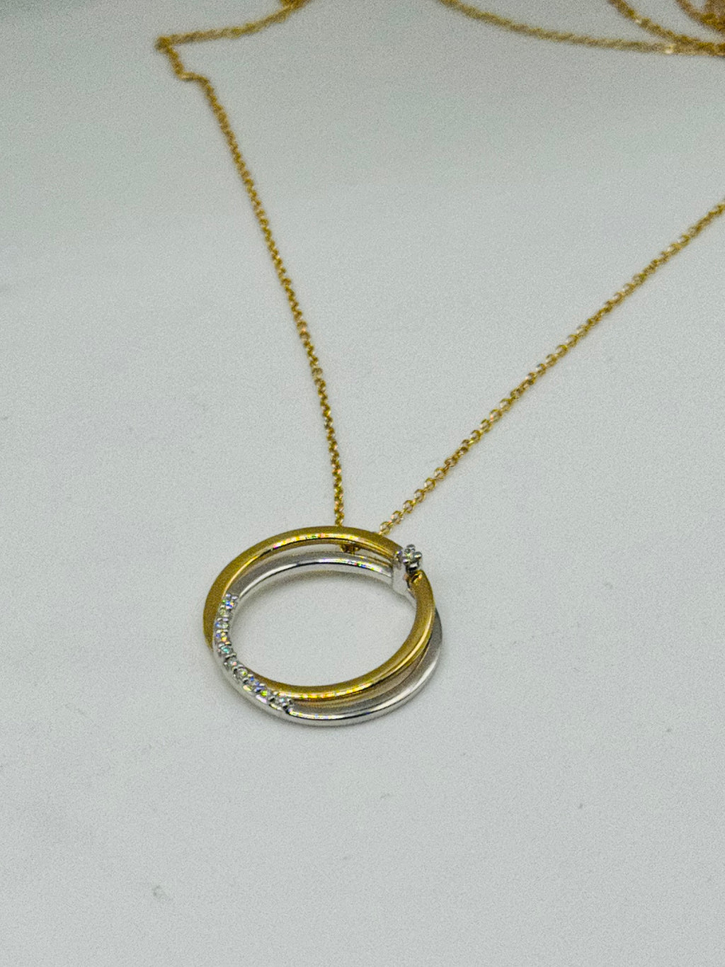 Diamond Necklace | 18K White & Yellow Gold with Certified Diamonds