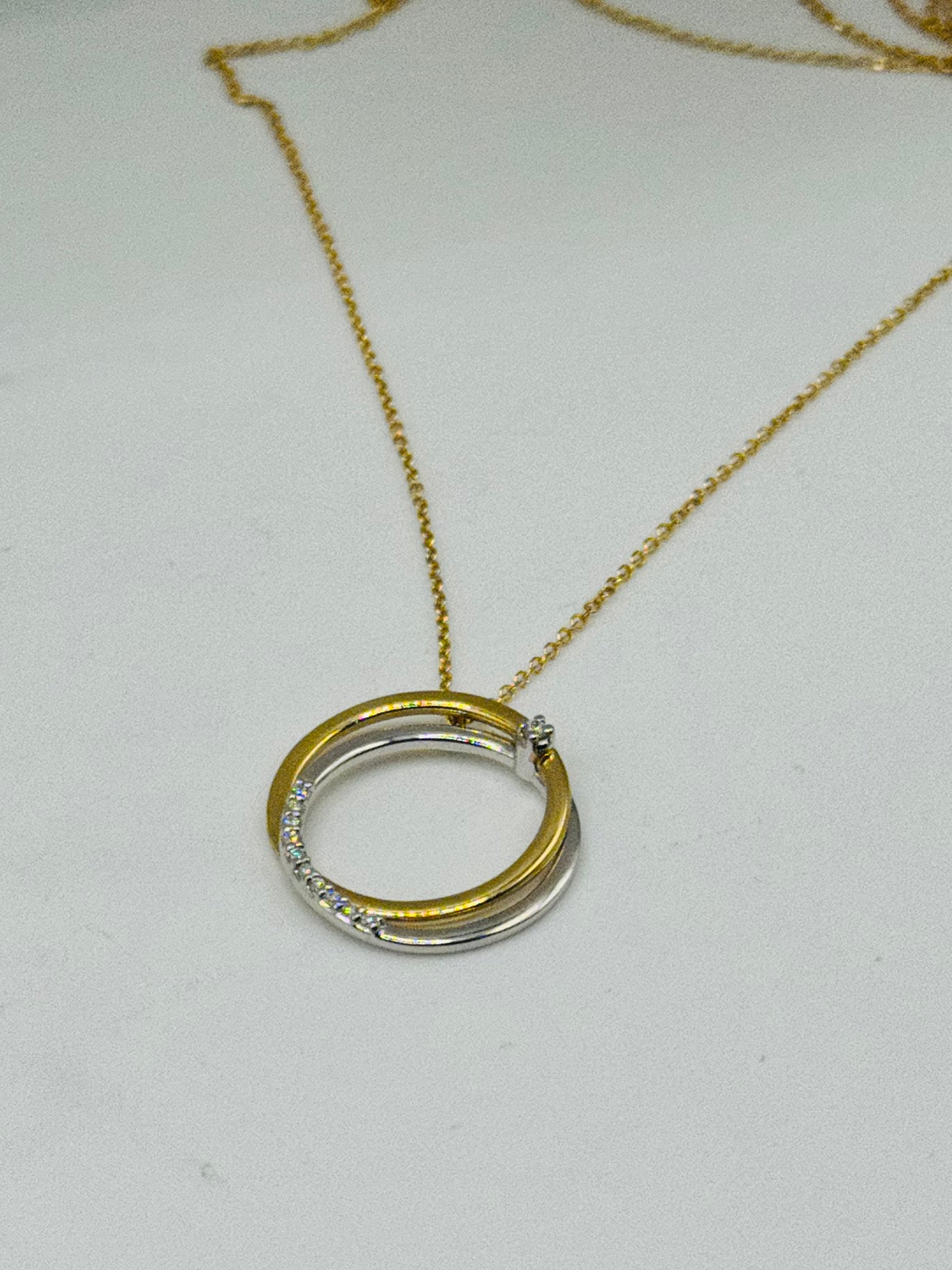 Diamond Necklace | 18K White & Yellow Gold with Certified Diamonds