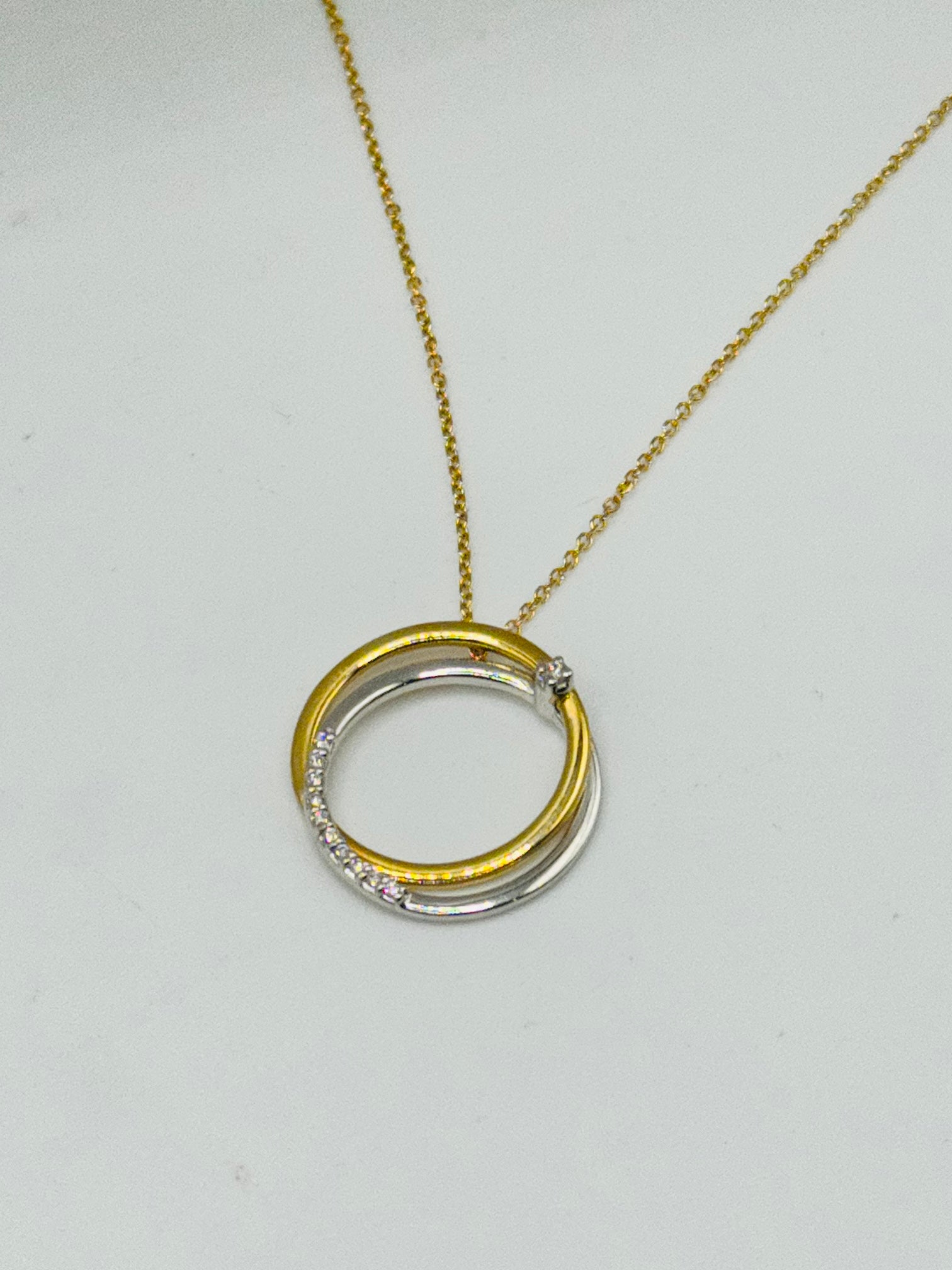 Diamond Necklace | 18K White & Yellow Gold with Certified Diamonds