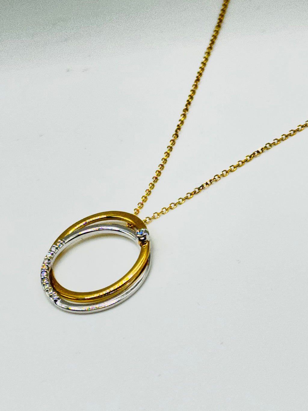 Diamond Necklace | 18K White & Yellow Gold with Certified Diamonds