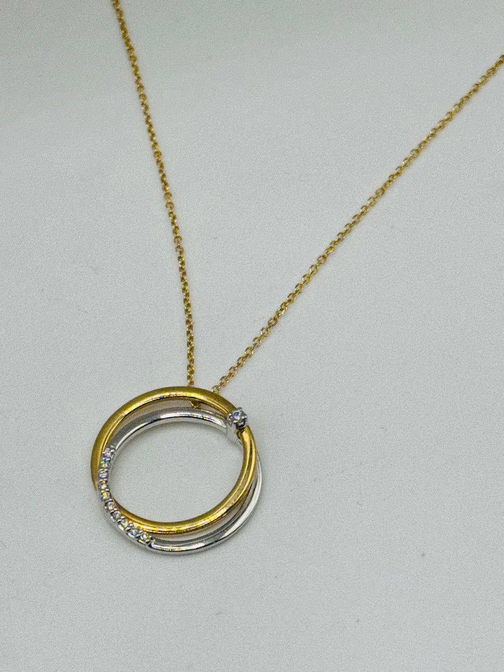Diamond Necklace | 18K White & Yellow Gold with Certified Diamonds