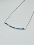Delicate Blue Sapphire Necklace | 18K White Gold with Certification