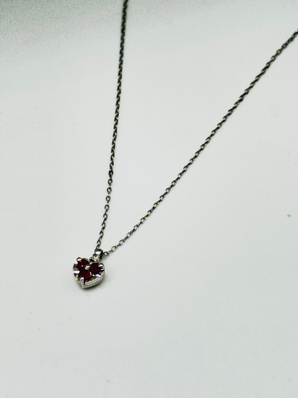 18K White Gold Necklace with Certified Ruby & Diamonds