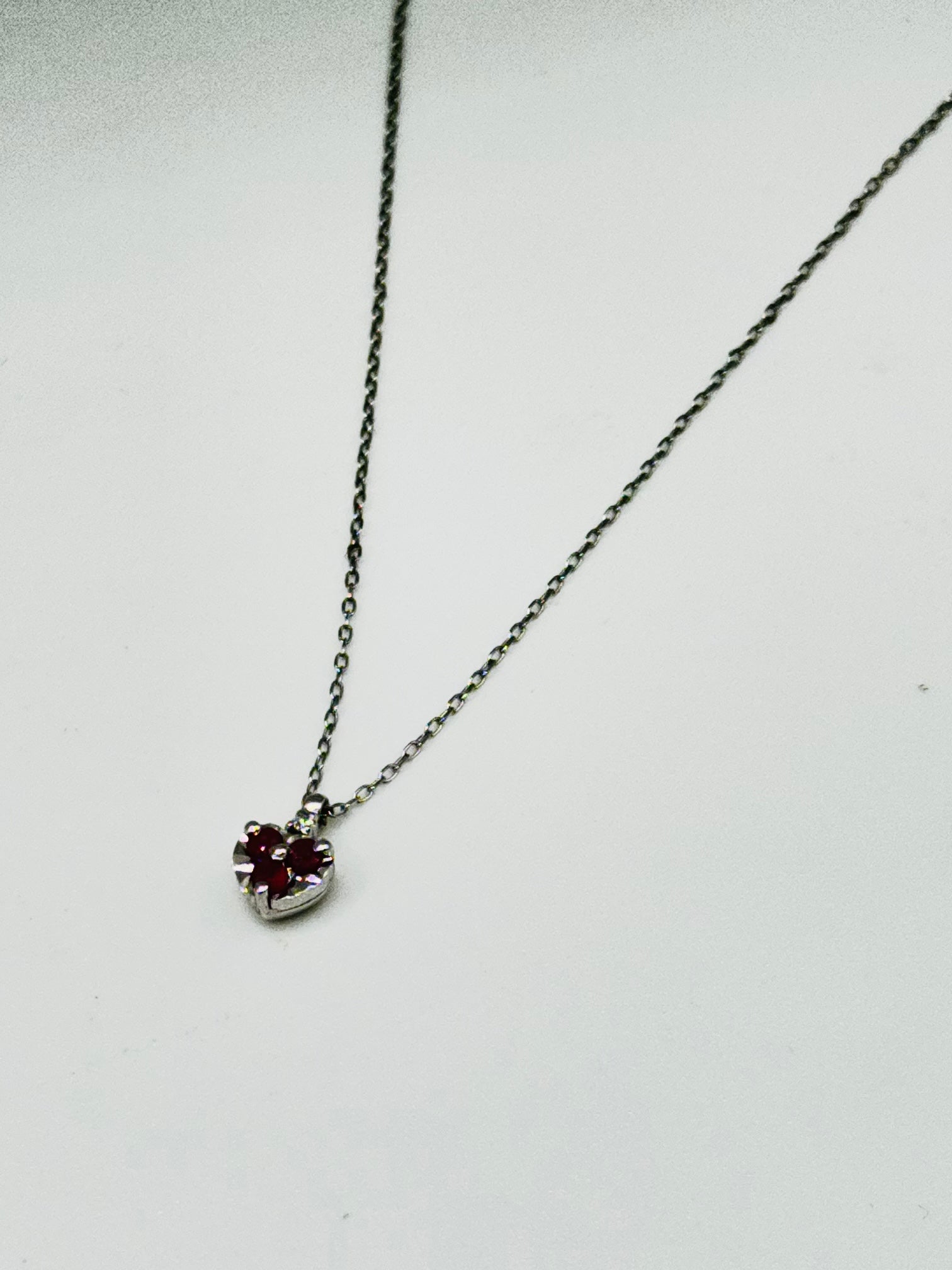 18K White Gold Necklace with Certified Ruby & Diamonds