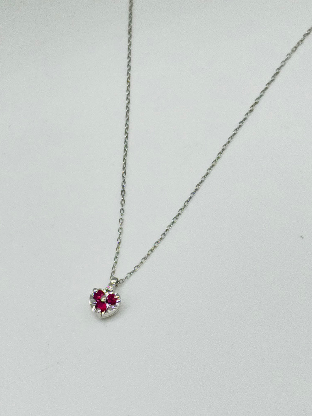 18K White Gold Necklace with Certified Ruby & Diamonds