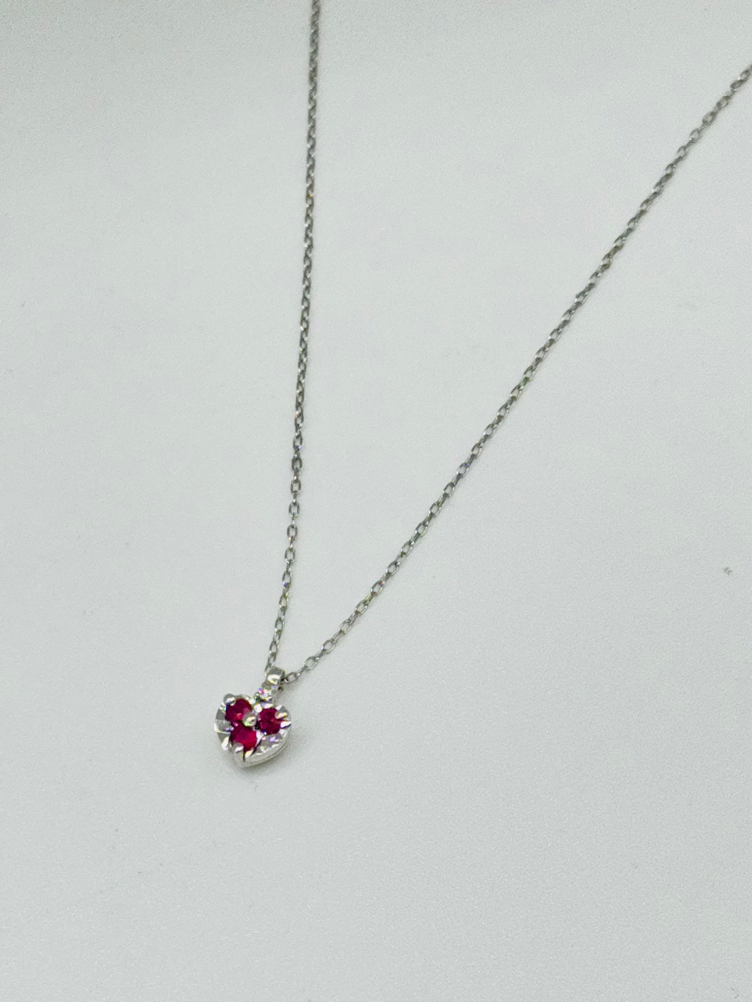 18K White Gold Necklace with Certified Ruby & Diamonds